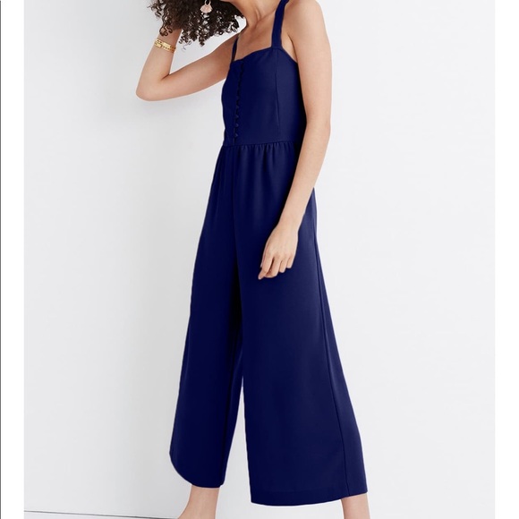 madewell button front wide leg jumpsuit